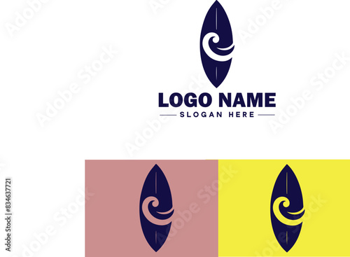 surfboard icon Surfing board Wave board Surf plank flat logo sign symbol editable vector photo