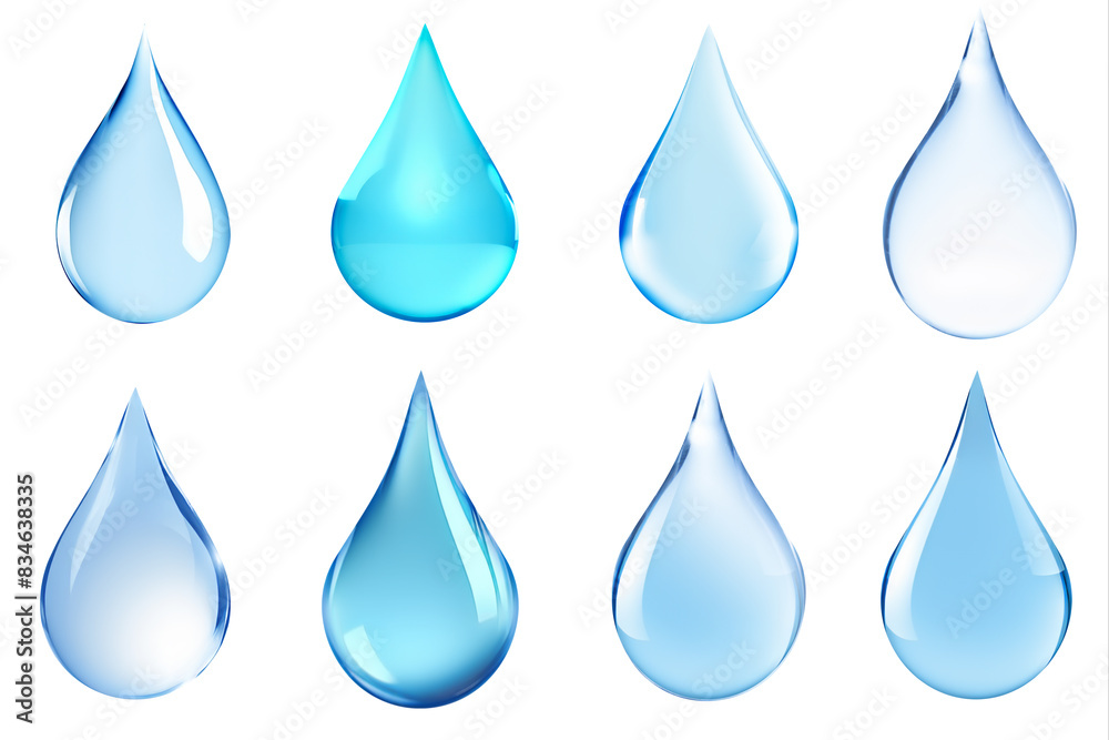 Set of different water drops close-up Set of different water drops close-up