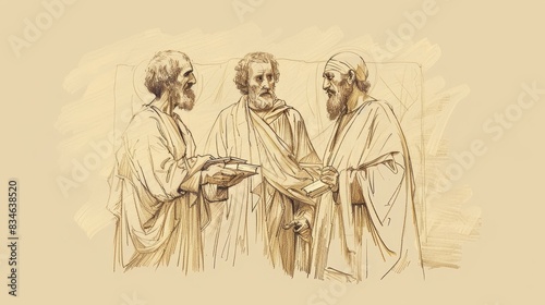 Hebrews 2 Biblical Illustration: Incarnation, Salvation, Victory, Beige Background, Copyspace