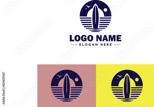 surfboard icon Surfing board Wave board Surf plank flat logo sign symbol editable vector photo