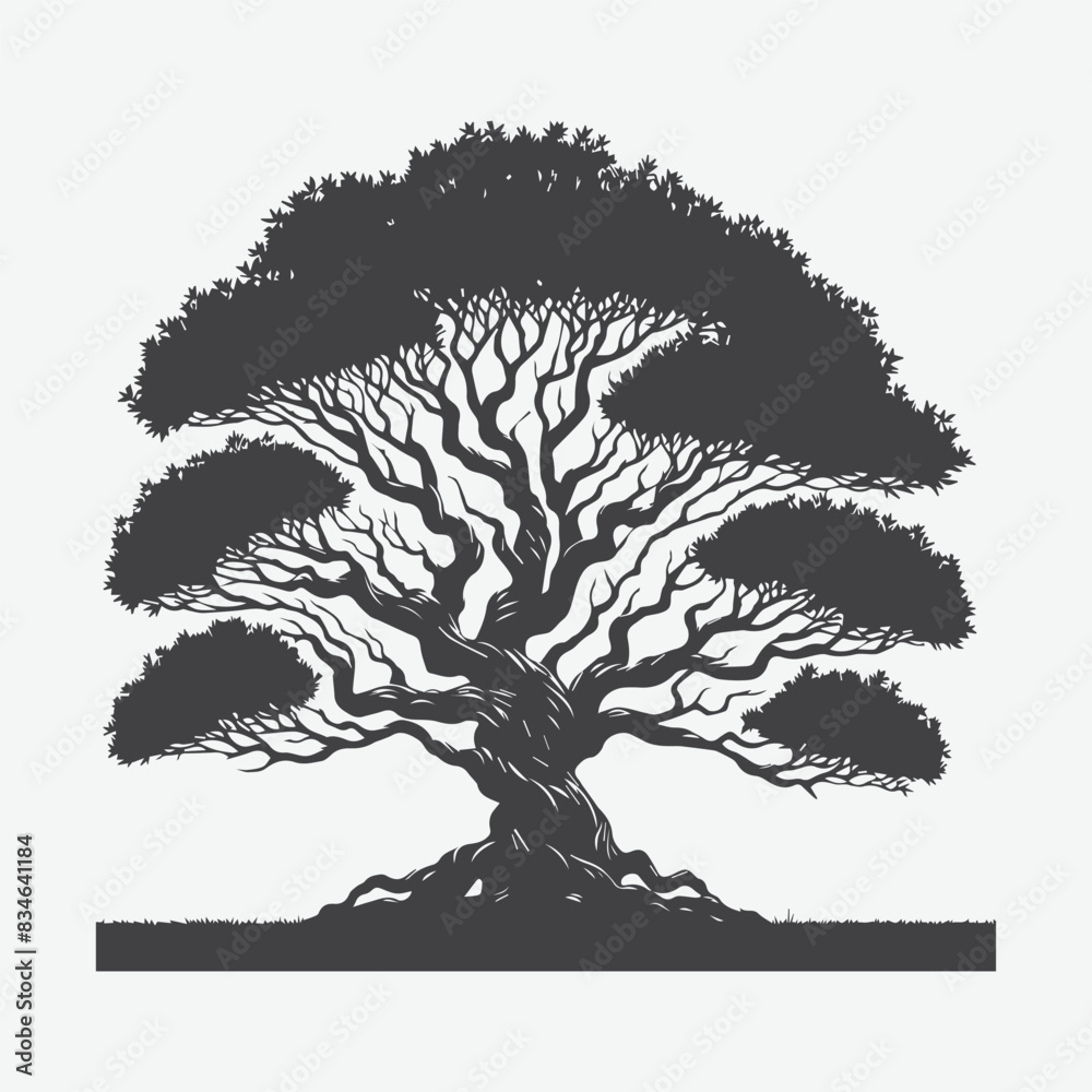 Fototapeta premium Print Majestic Myrtle Tree Silhouette, A Timeless Symbol of Elegance and Serenity