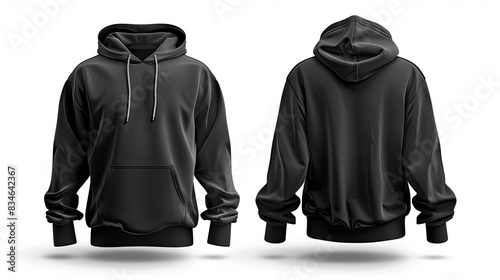 two black jackets, one with a hood and the other with a long arm, are shown side by side the black jacket has a black pocket and the long arm is visible in the photo