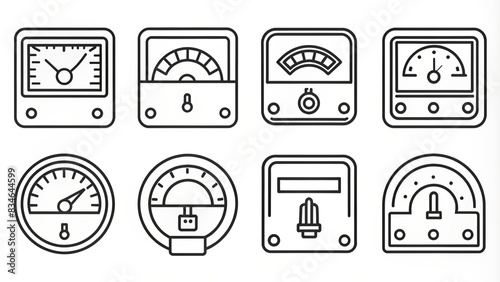 Household meters icons set outline for indicator equipment, electronic counter , household, meters, icons, outline,indicator, equipment, electronic, counter, technology, measurement