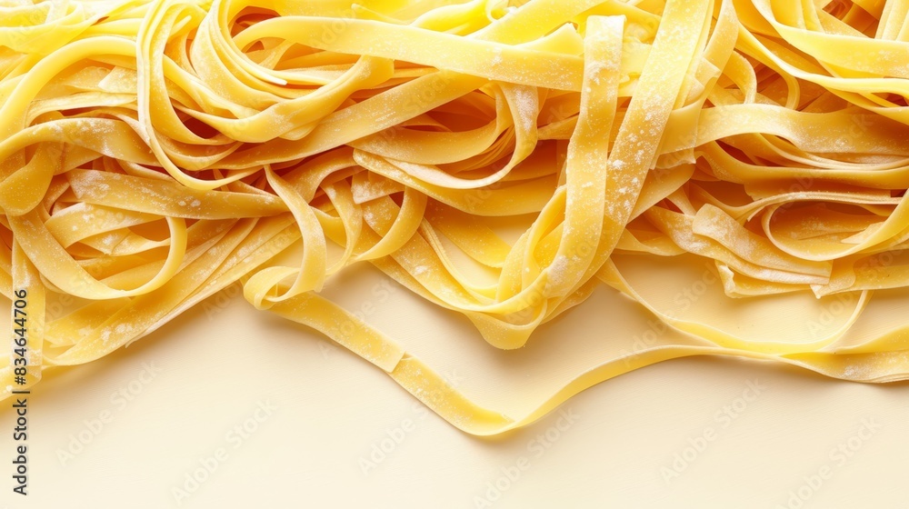 A tight shot of pasta heap on white, dripping with water-specks atop cooked noodles Bottom half remains uncooked A tight shot of pasta heap on white, dripping with water-specks atop cooked noodles Bottom half remains uncooked