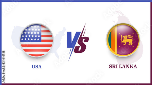 USA vs sri lanka flag circle badge design on white background sports. EPS Vector for sports match template or banner in vector illustration.