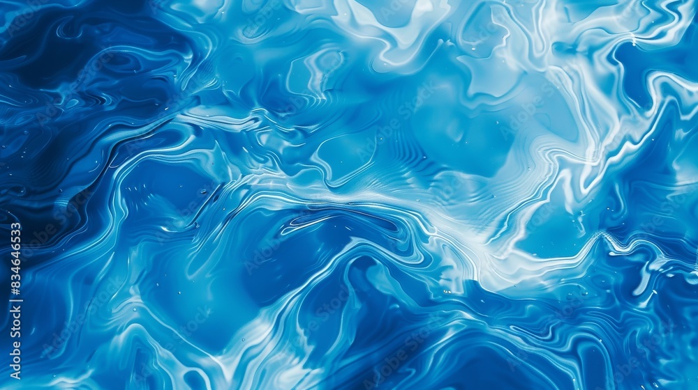 Blue water surface with bright sun light reflections background.