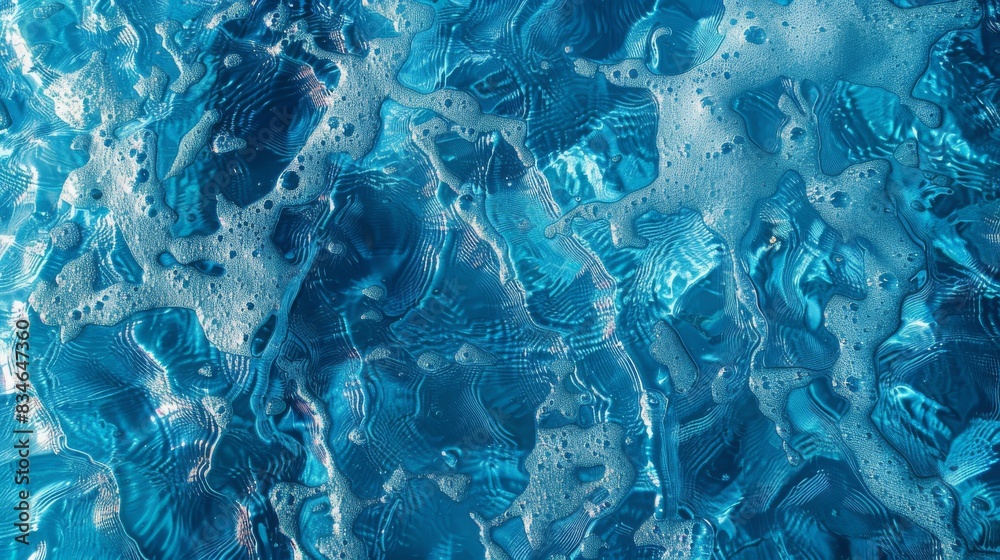 Obraz premium Blue water surface with bright sun light reflections background.