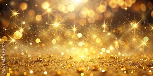 Abstract gold shiny Christmas background with bokeh. Holiday bright golden dust. Blurred backdrop with particles  gold  shiny  Christmas  background  bokeh  holiday  bright  golden dust