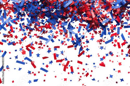 A red, white, and blue confetti shower with stars