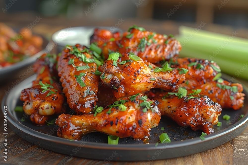 Buffalo Wings - Spicy buffalo wings with a side of celery and blue cheese dressing. Buffalo Wings - Spicy buffalo wings with a side of celery and blue cheese dressing.