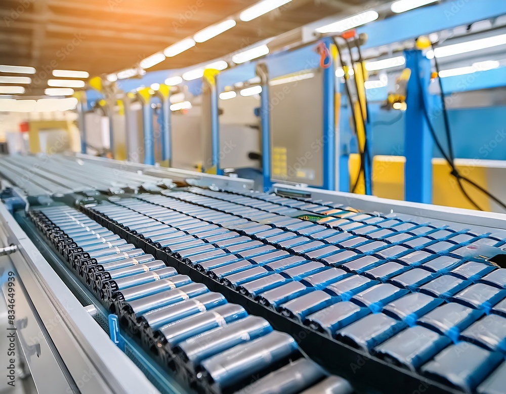 Obraz premium Automated conveyor belt in a modern factory. Industrial background.