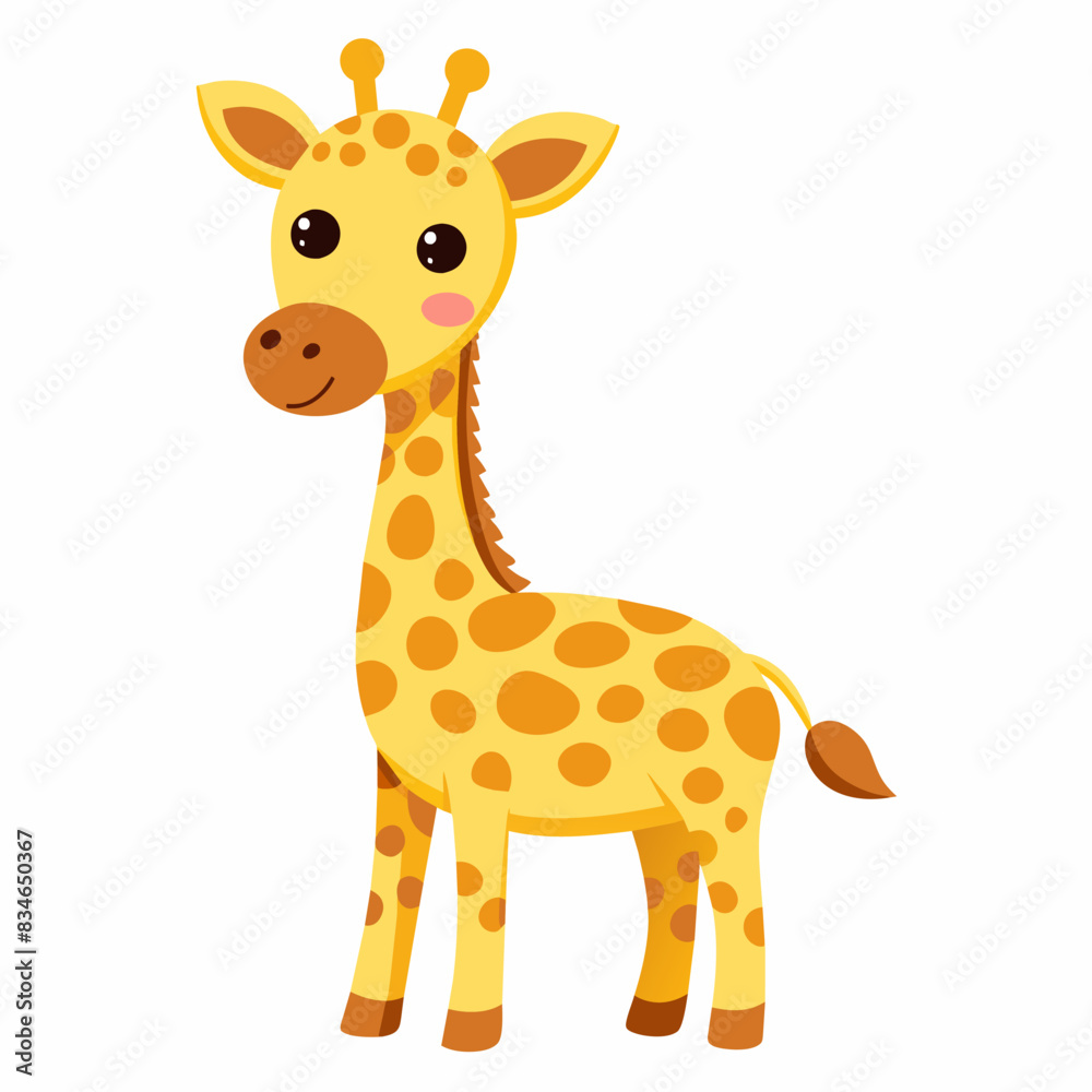 Cartoon giraffe illustration for kids, with a friendly and adorable character in a playful style
