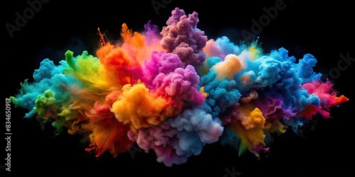 Colorful smoke explosions and blasts isolated on background, vibrant, abstract, colorful, vibrant, dynamic, artistic, creative, explosion, burst, design, isolated, background,smoke, clouds photo