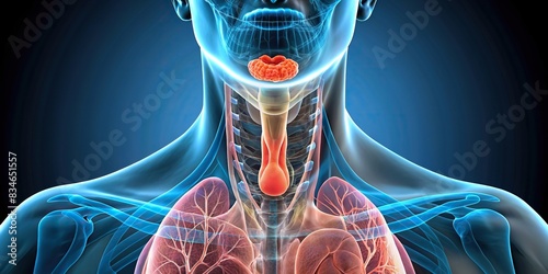 Close-up of the lobes of the thyroid gland anatomy, thyroid, gland, lobes, anatomy, medical, healthcare, biology, endocrine, organ, close-up, macro, detail, science, physiology, human body photo