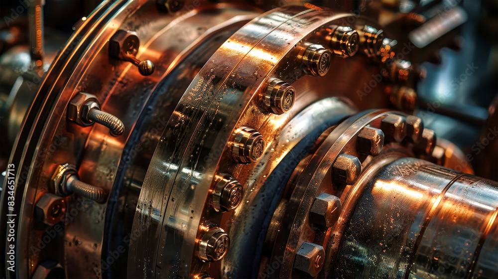 Close-up view of a complex machine with multiple gears in motion, showing the intricate interplay of industrial rotor components