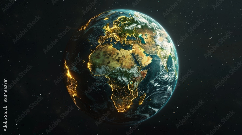 Naklejka premium An artistic representation of the Earth as a puzzle sphere, with pieces coming together to form the complete planet,