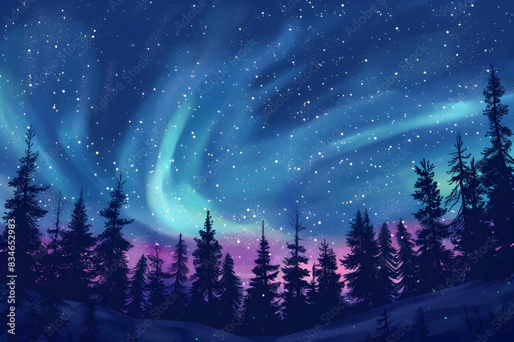 Naklejka premium Aurora Borealis Dancing Across the Night Sky Art