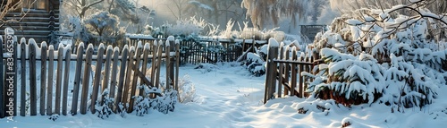 Snowy Rustic Backyard with ...