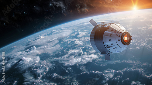 Wallpaper Mural Spacecraft on its Journey to the Moon with Stunning Earth Backdrop. Lunar Exploration and Space Travel Concepts Highlighting Advanced Technology, Spacecraft Design, and the Vastness of Outer Space. Torontodigital.ca