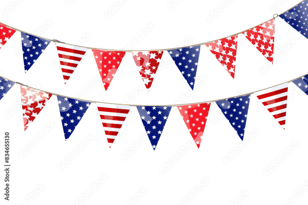 A banner with red, white, and blue stripes and stars A banner with red, white, and blue stripes and stars