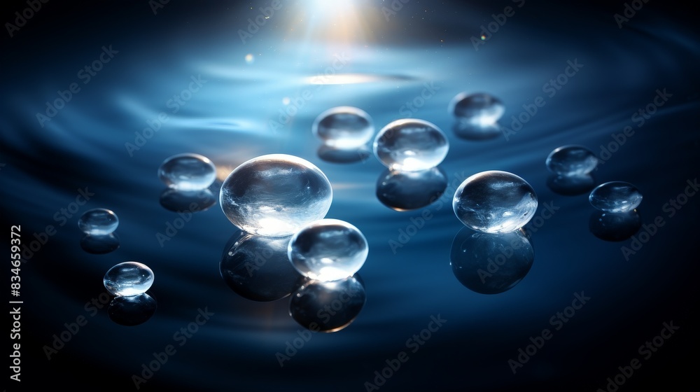 Floating water droplets on a reflective surface Floating water droplets on a reflective surface