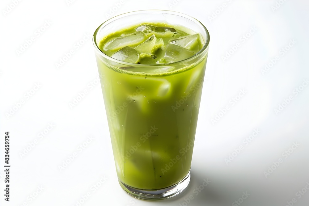 custom made wallpaper toronto digitalPhoto of a Cold Glass of Iced Matcha Tea on a White Background