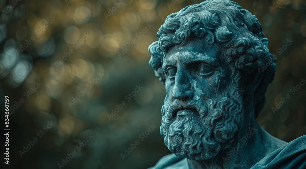 Naklejka premium Weathered bronze statue with intricate details