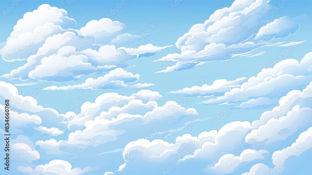 Fluffy white clouds in a blue sky