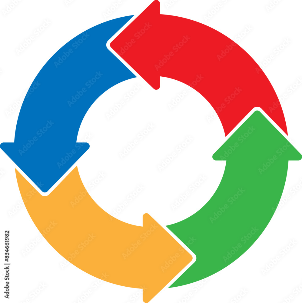 Infographic element in the form of four arrows in a circle Infographic element in the form of four arrows in a circle