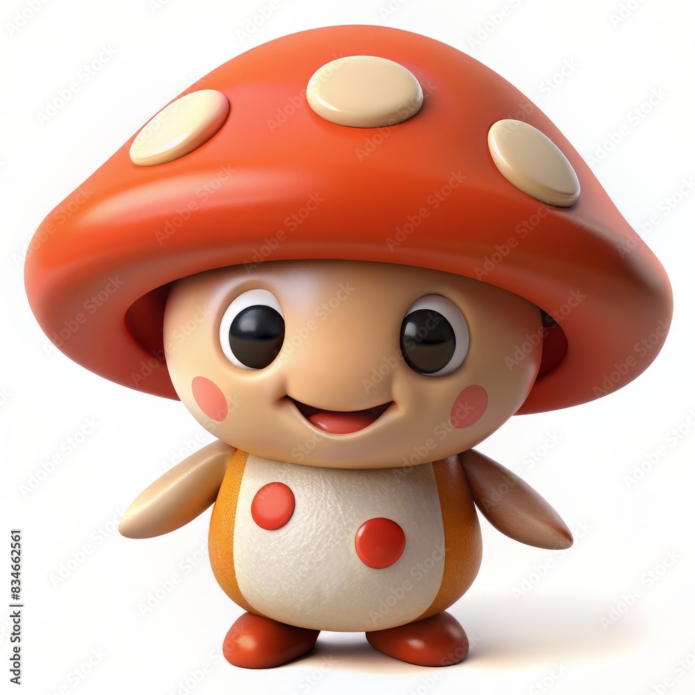 3D Render of a Playful Mushroom Mascot, on isolated white background, Generative AI 3D Render of a Playful Mushroom Mascot, on isolated white background, Generative AI