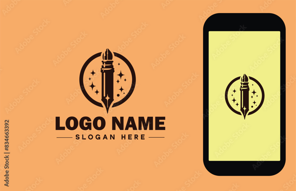 fountain pen icon Ink pen Quill pen Writing pen flat logo sign symbol editable vector fountain pen icon Ink pen Quill pen Writing pen flat logo sign symbol editable vector