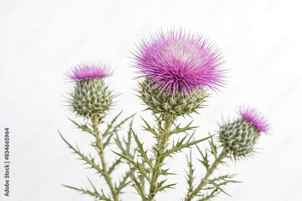 Purple Thistle Flower on White Background Purple Thistle Flower on White Background