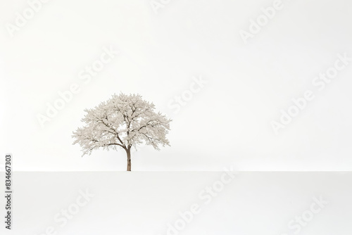 Snow-Covered Tree Against White Sky © Rysak