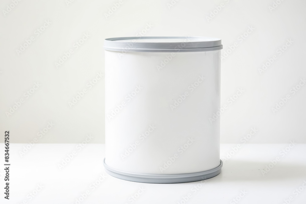 White Cylinder Container with Grey Rim on White Background White Cylinder Container with Grey Rim on White Background