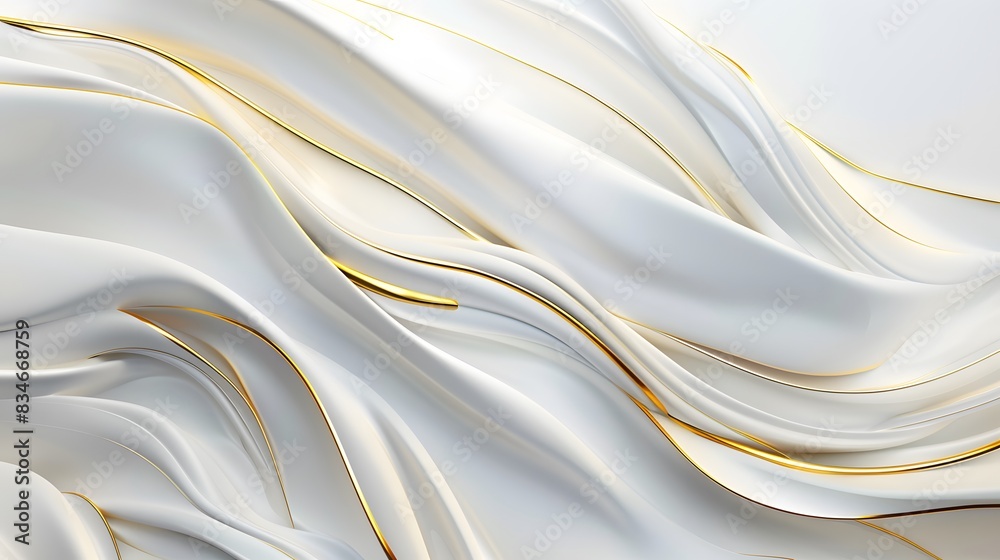 Obraz premium white and gold satin wave background