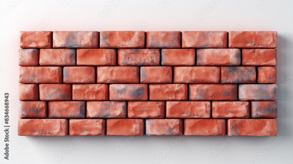 Fototapeta premium Detailed flat illustration of a classic brick wall texture with realistic red bricks and high definition quality.