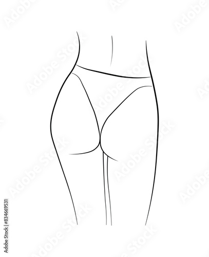 butt woman panties bikini black white drawing