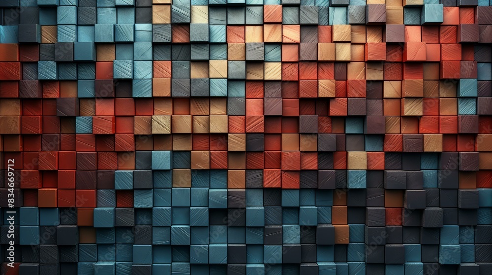 Abstract brick wall design with vibrant colors and geometric patterns, detailed illustrations and flat textures. Abstract brick wall design with vibrant colors and geometric patterns, detailed illustrations and flat textures.