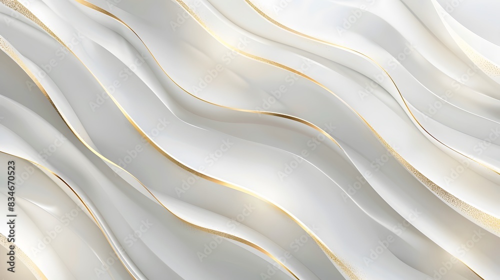 Obraz premium white and gold satin wave background