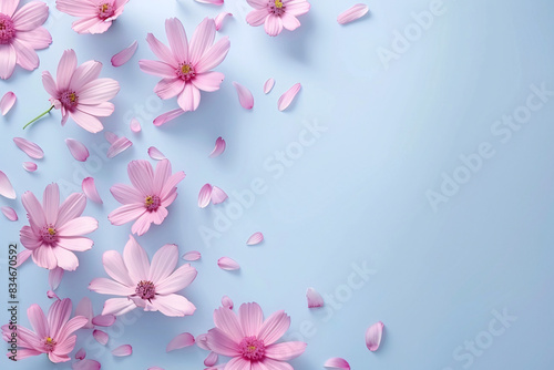 Pink floral background with blossoms and flowers, perfect for spring or summer greeting cards and invitations © masud