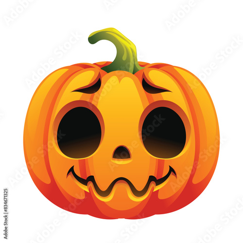 Halloween pumpkin with anxious expression. Jack o lantern. Vector cartoon character illustration