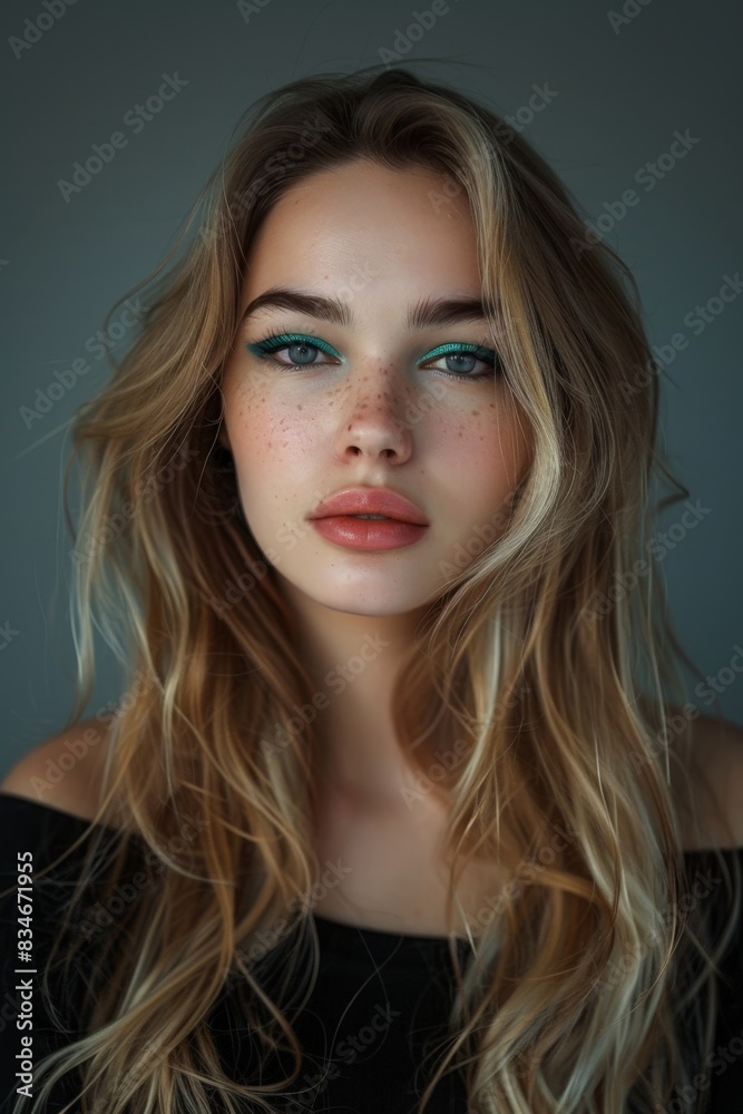 Captivating portrait of a young woman with striking makeup Captivating portrait of a young woman with striking makeup