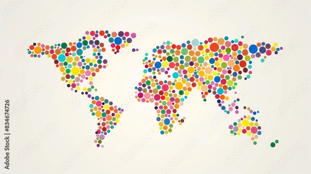 Obraz premium Abstract world map made of hexagons, flat design illustration with green colors on white background. Vector Illustration. High resolution vector graphic.