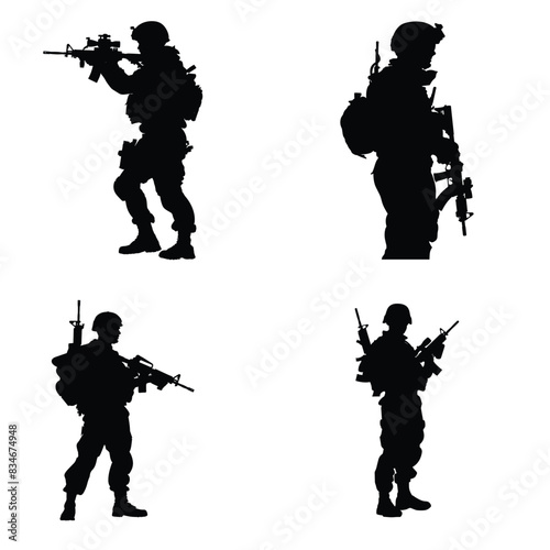 soldiers silhouettes vector