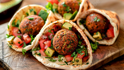 Vegan Falafel Pita. Authentic Middle Eastern Street Food, Plant-Based Protein, Healthy Snack. photo