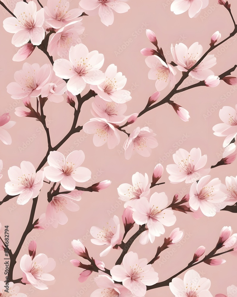 seamless pattern featuring delicate and elegant cherry blossom (sakura) flowers. seamless pattern featuring delicate and elegant cherry blossom (sakura) flowers.
