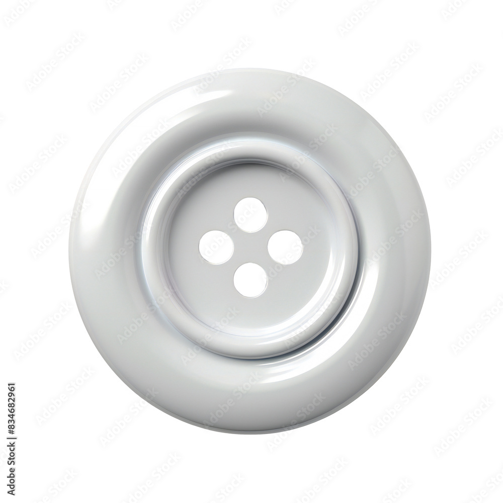 White glossy button with two holes on transparent background White glossy button with two holes on transparent background