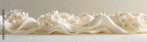 Abstract floral shadows on a soft cloth texture with subtle folds, ideal for background and text