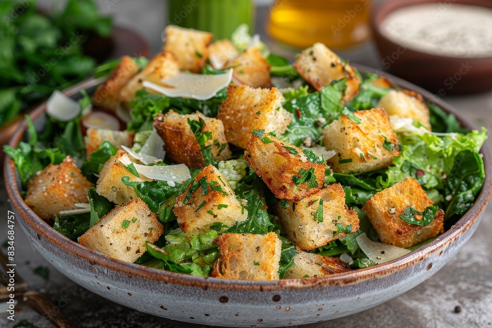Caesar Salad - Fresh Caesar salad with croutons, Parmesan, and Caesar dressing. Caesar Salad - Fresh Caesar salad with croutons, Parmesan, and Caesar dressing.