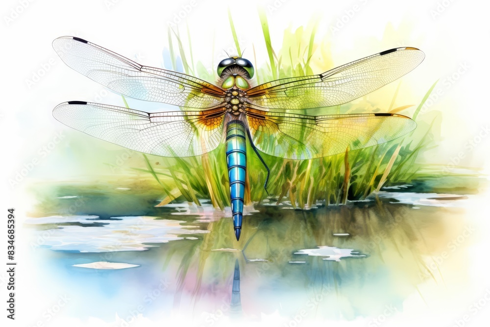 A watercolor of a dragonfly A watercolor of a dragonfly